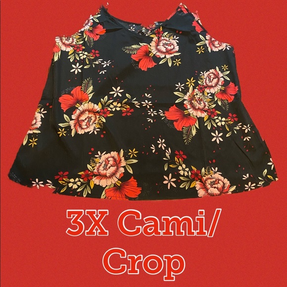 Tops - 5/$20 Plus size black floral cami crop top size 3X